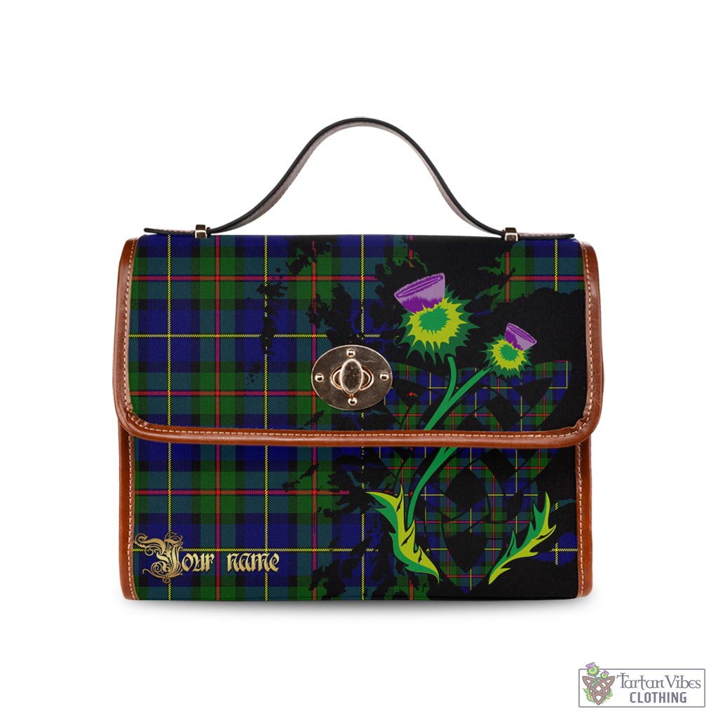 Tartan Vibes Clothing MacLeod of Harris Modern Tartan Waterproof Canvas Bag with Scotland Map and Thistle Celtic Accents