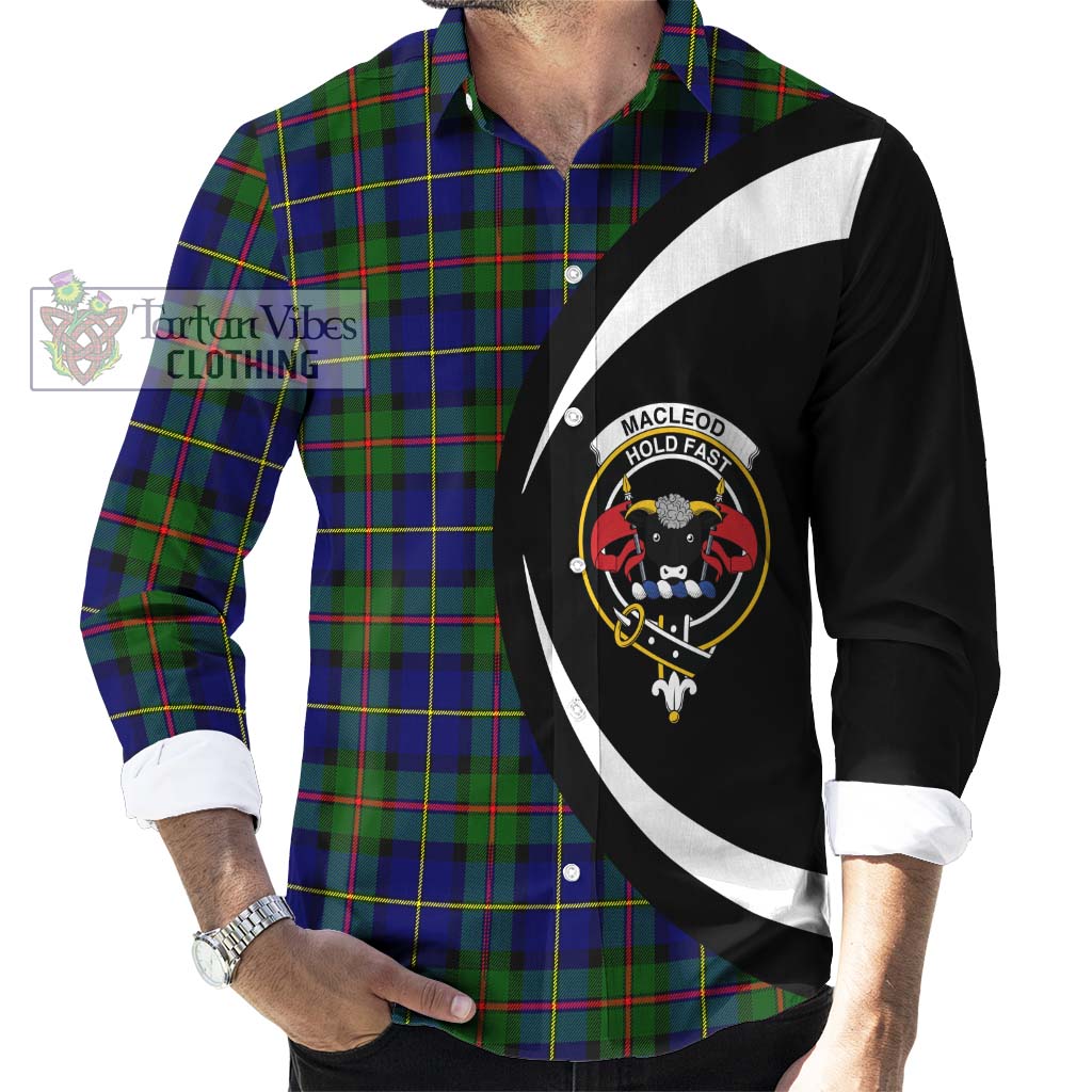 MacLeod of Harris Modern Tartan Long Sleeve Button Up with Family Crest Circle Style - Tartan Vibes Clothing