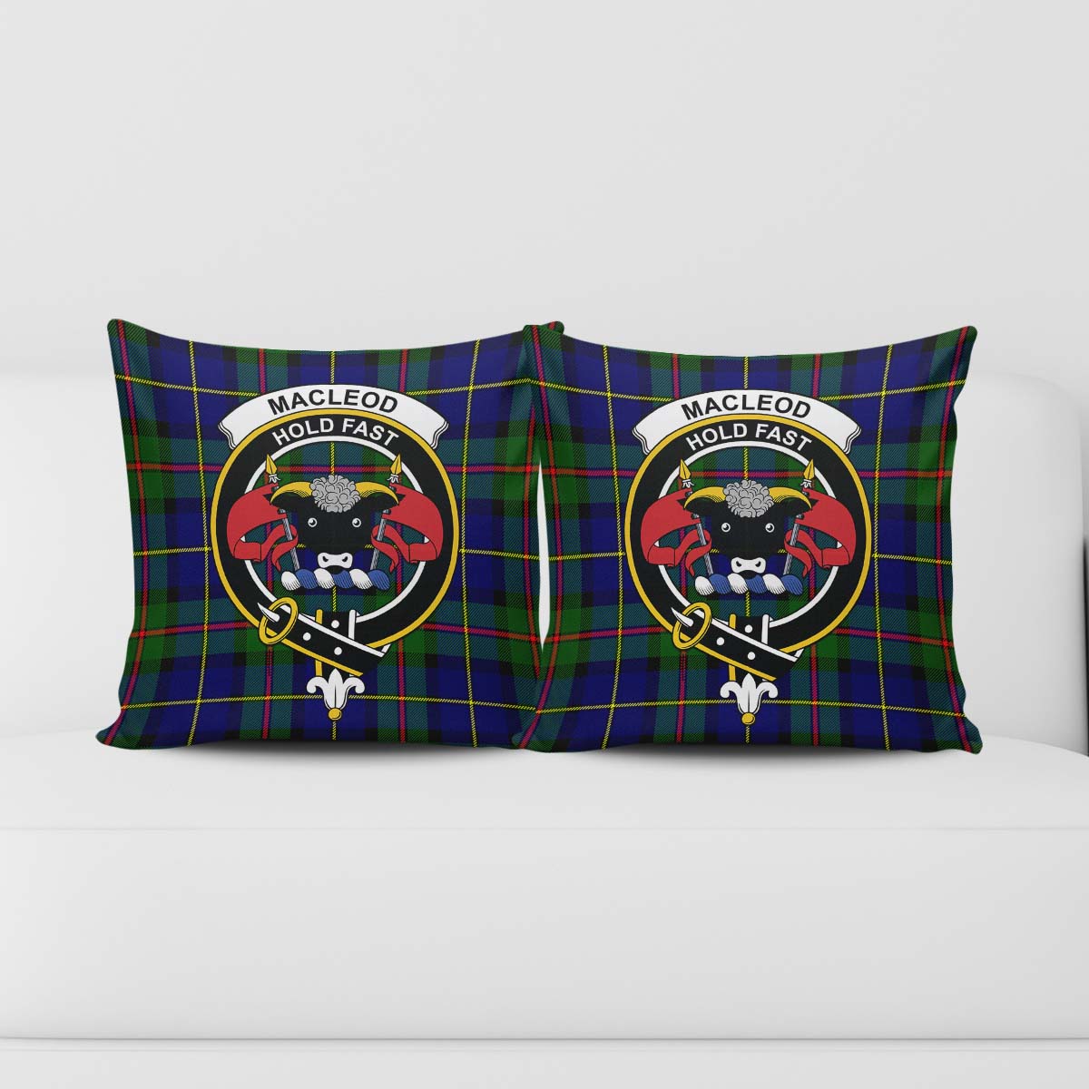 MacLeod of Harris Modern Tartan Pillow Cover with Family Crest - Tartanvibesclothing