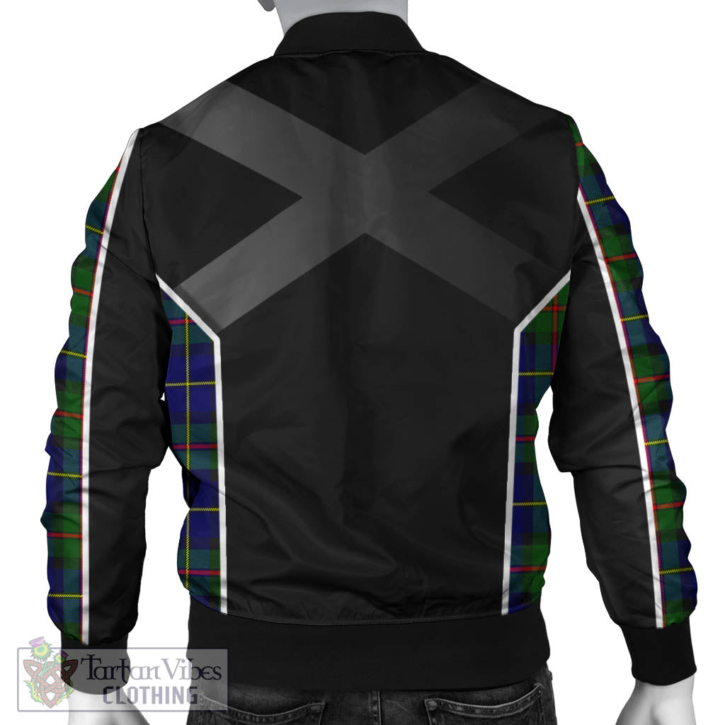 Tartan Vibes Clothing MacLeod of Harris Modern Tartan Bomber Jacket with Family Crest and Scottish Thistle Vibes Sport Style