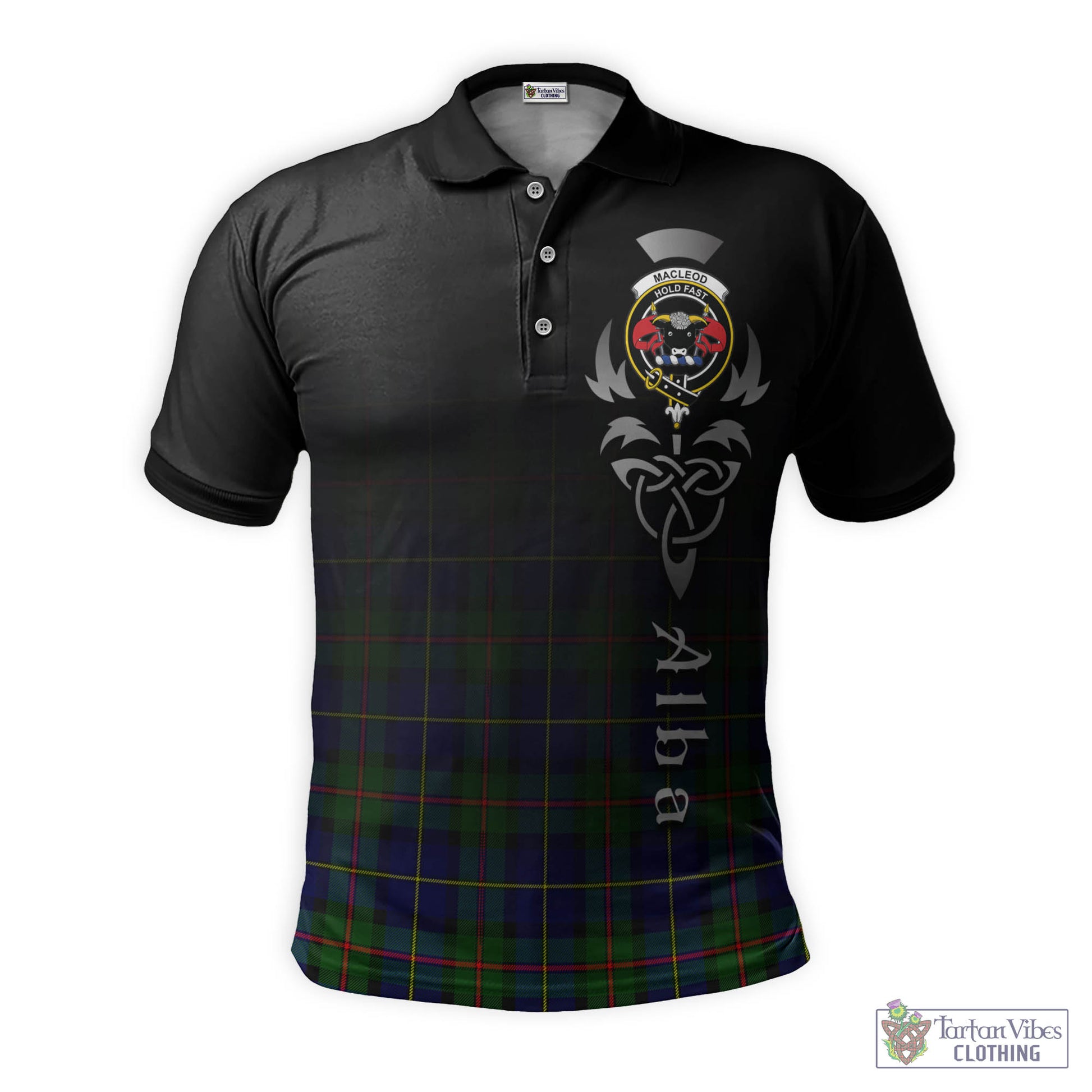 Tartan Vibes Clothing MacLeod of Harris Modern Tartan Polo Shirt Featuring Alba Gu Brath Family Crest Celtic Inspired