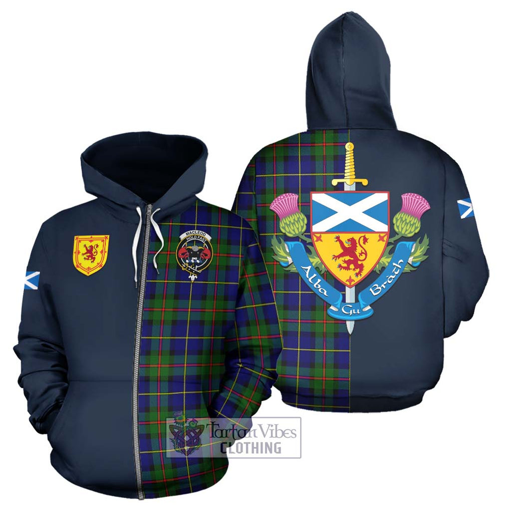 Tartan Vibes Clothing MacLeod of Harris Modern Tartan Hoodie with Scottish Lion Royal Arm Half Style