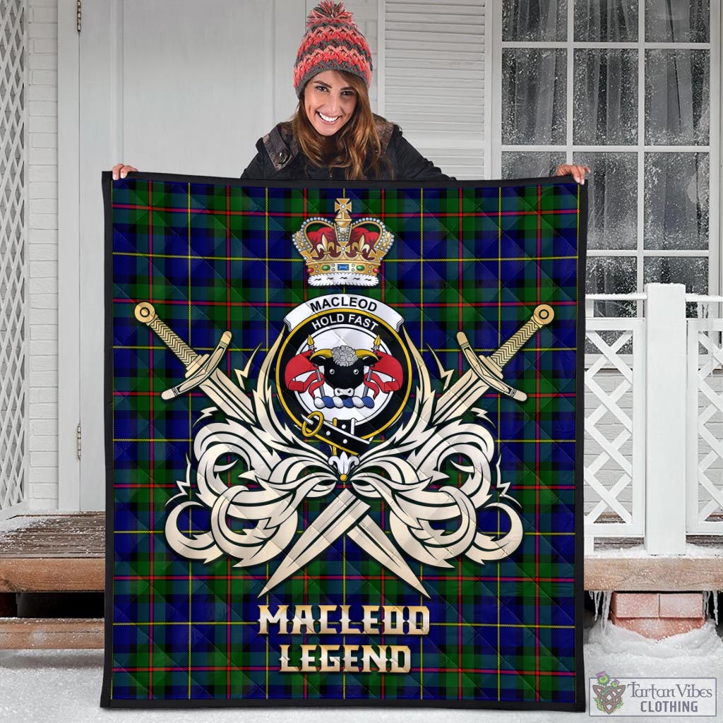 Tartan Vibes Clothing MacLeod of Harris Modern Tartan Quilt with Clan Crest and the Golden Sword of Courageous Legacy