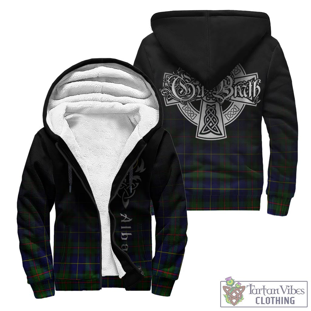 Tartan Vibes Clothing MacLeod of Harris Modern Tartan Sherpa Hoodie Featuring Alba Gu Brath Family Crest Celtic Inspired