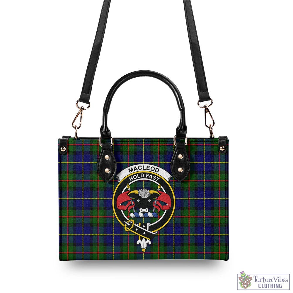 Tartan Vibes Clothing MacLeod of Harris Modern Tartan Luxury Leather Handbags with Family Crest