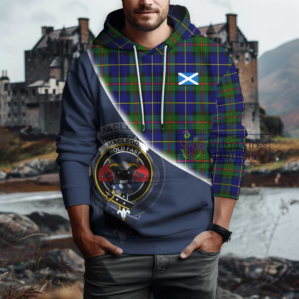 MacLeod of Harris Modern Tartan Hoodie with Personalised National Flag and Family Crest Half Style - Tartanvibesclothing Shop