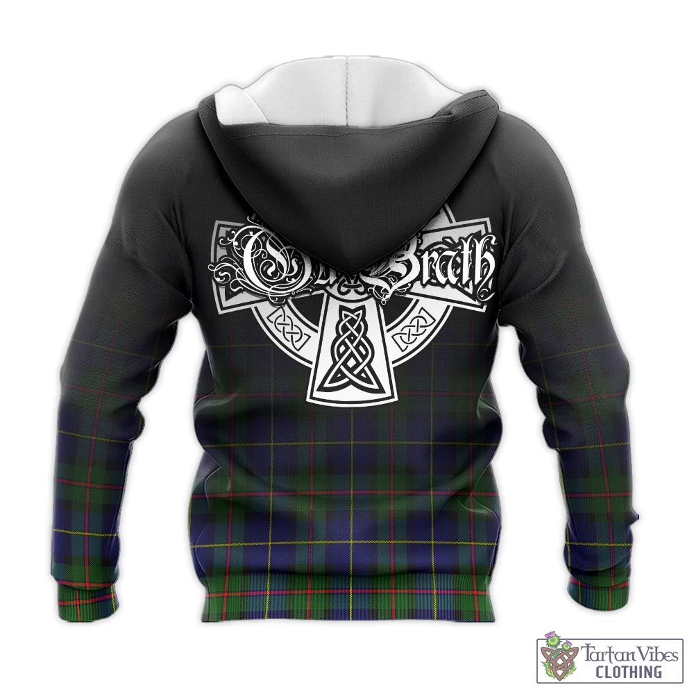 Tartan Vibes Clothing MacLeod of Harris Modern Tartan Knitted Hoodie Featuring Alba Gu Brath Family Crest Celtic Inspired