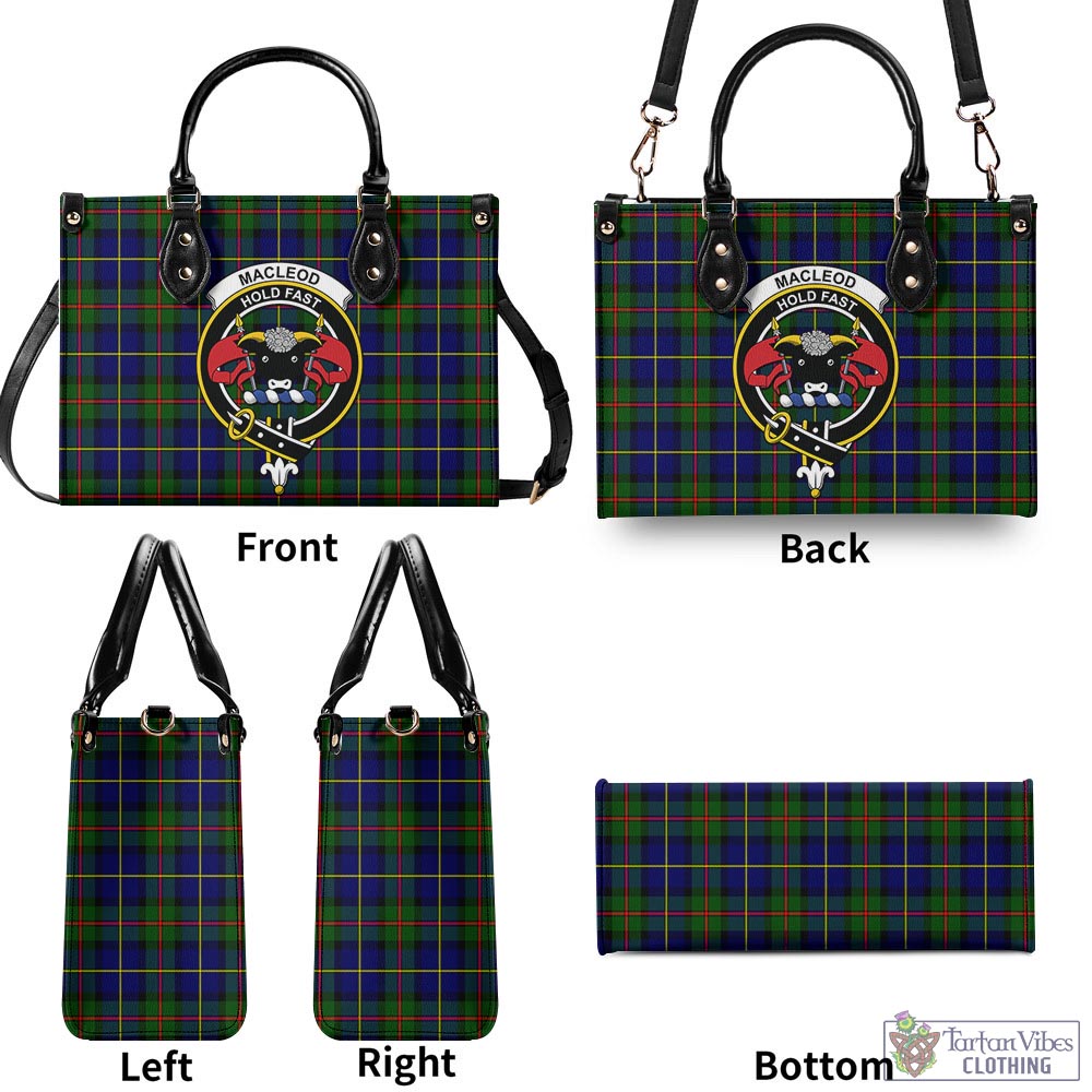 Tartan Vibes Clothing MacLeod of Harris Modern Tartan Luxury Leather Handbags with Family Crest