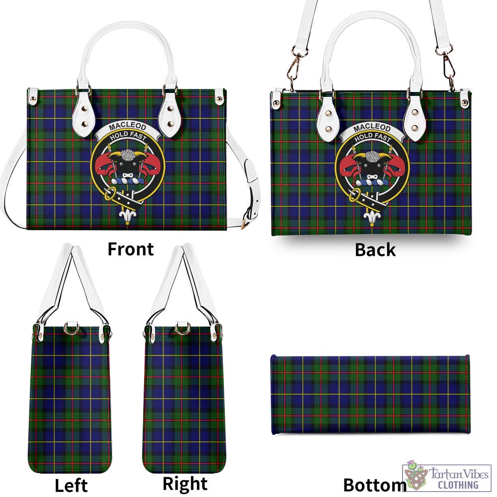 Tartan Vibes Clothing MacLeod of Harris Modern Tartan Luxury Leather Handbags with Family Crest