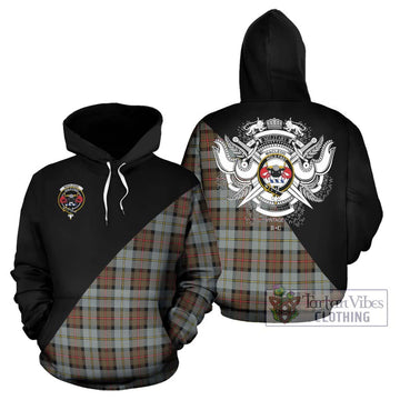 MacLeod of Harris Weathered Tartan Hoodie with Family Crest and Military Logo Style