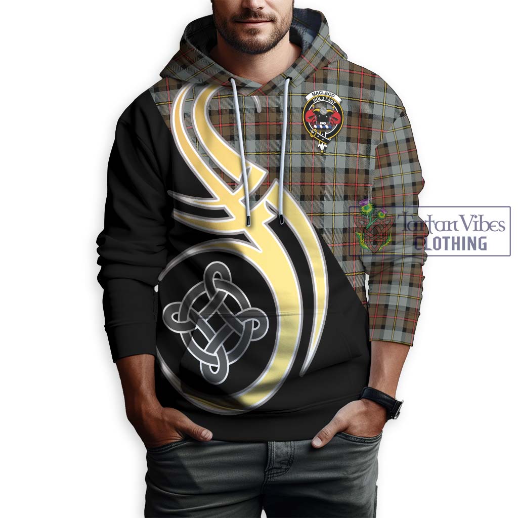 MacLeod of Harris Weathered Tartan Hoodie with Family Crest and Celtic Symbol Style Zip Hoodie - Tartan Vibes Clothing