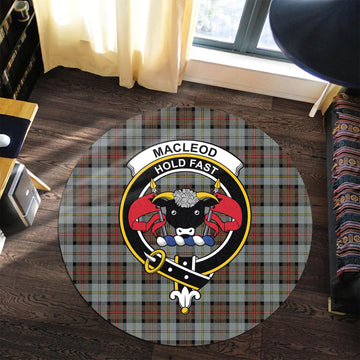 MacLeod of Harris Weathered Tartan Round Rug with Family Crest