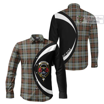 MacLeod of Harris Weathered Tartan Long Sleeve Button Up with Family Crest Circle Style