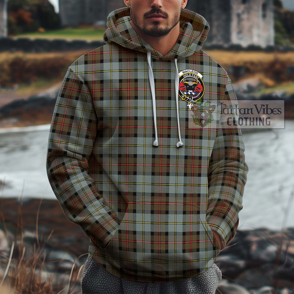 MacLeod of Harris Weathered Tartan Cotton Hoodie with Family Crest Pullover Hoodie XS - Tartan Vibes Clothing