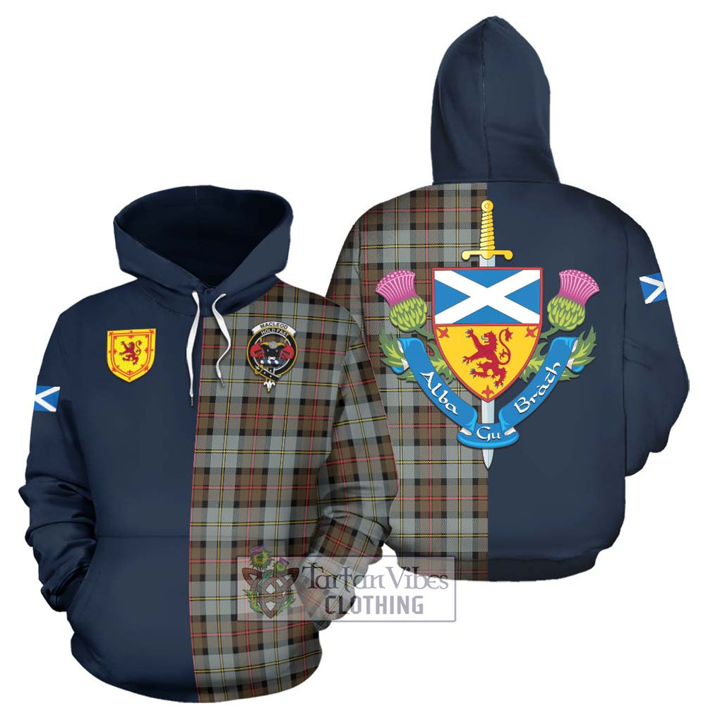 Tartan Vibes Clothing MacLeod of Harris Weathered Tartan Hoodie with Scottish Lion Royal Arm Half Style