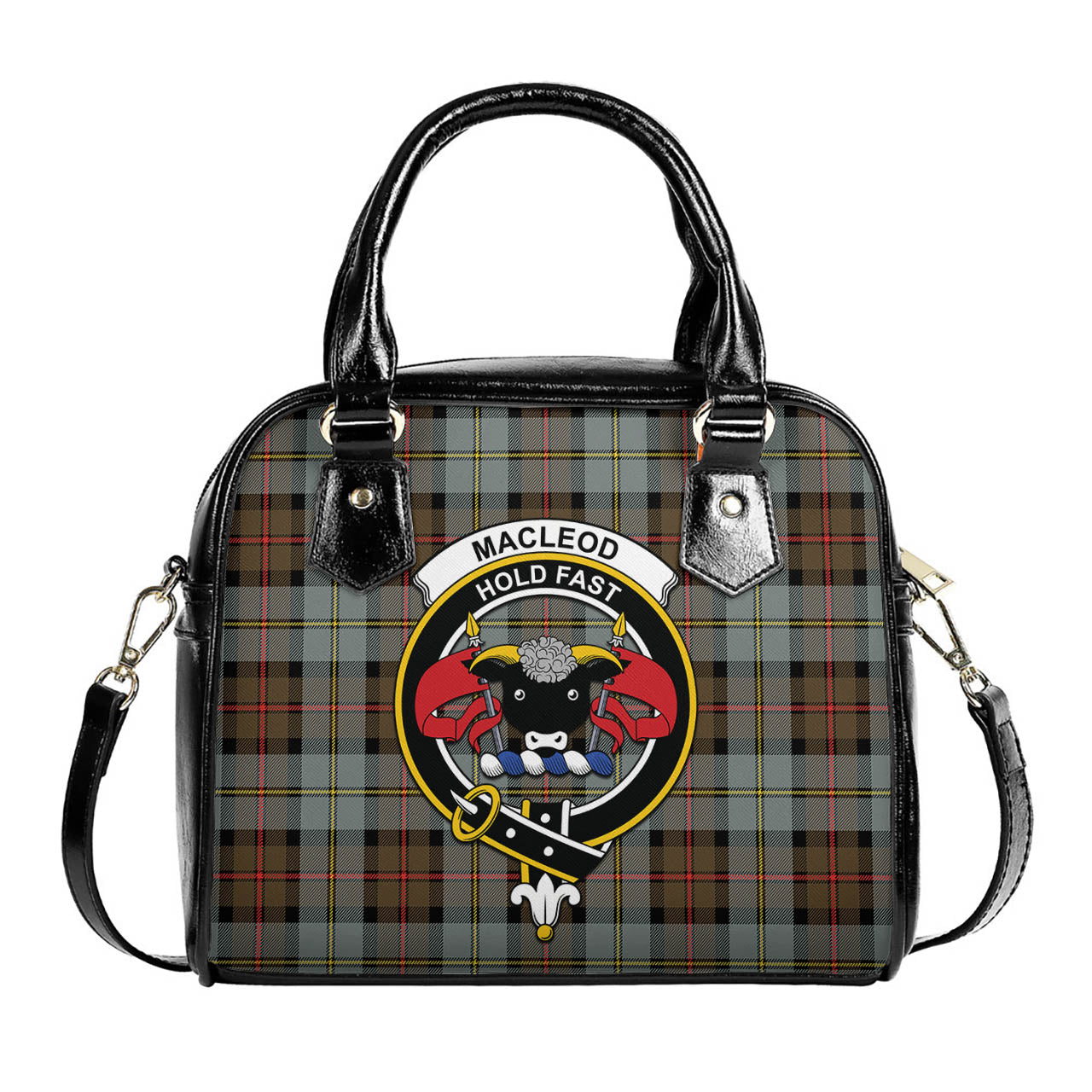 MacLeod of Harris Weathered Tartan Shoulder Handbags with Family Crest One Size 6*25*22 cm - Tartanvibesclothing