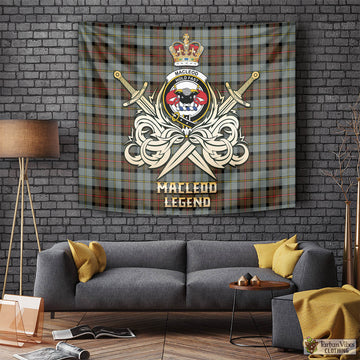 MacLeod of Harris Weathered Tartan Tapestry with Clan Crest and the Golden Sword of Courageous Legacy