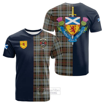 MacLeod of Harris Weathered Tartan Cotton T-shirt Alba with Scottish Lion Royal Arm Half Style