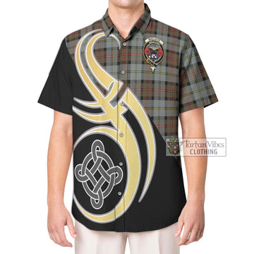 MacLeod of Harris Weathered Tartan Short Sleeve Button Shirt with Family Crest and Celtic Symbol Style