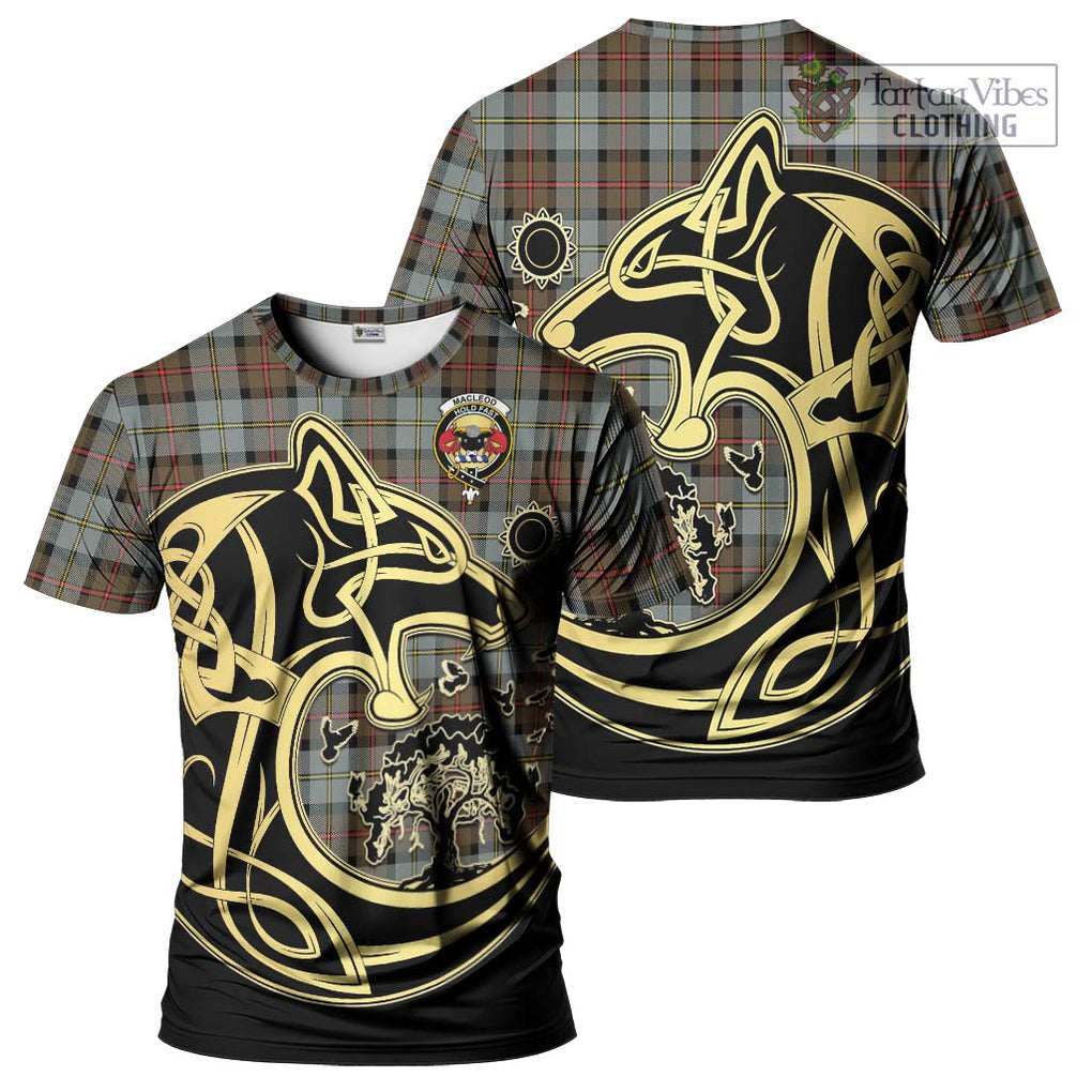 MacLeod of Harris Weathered Tartan T-Shirt with Family Crest Celtic Wolf Style Kid's Shirt - Tartan Vibes Clothing