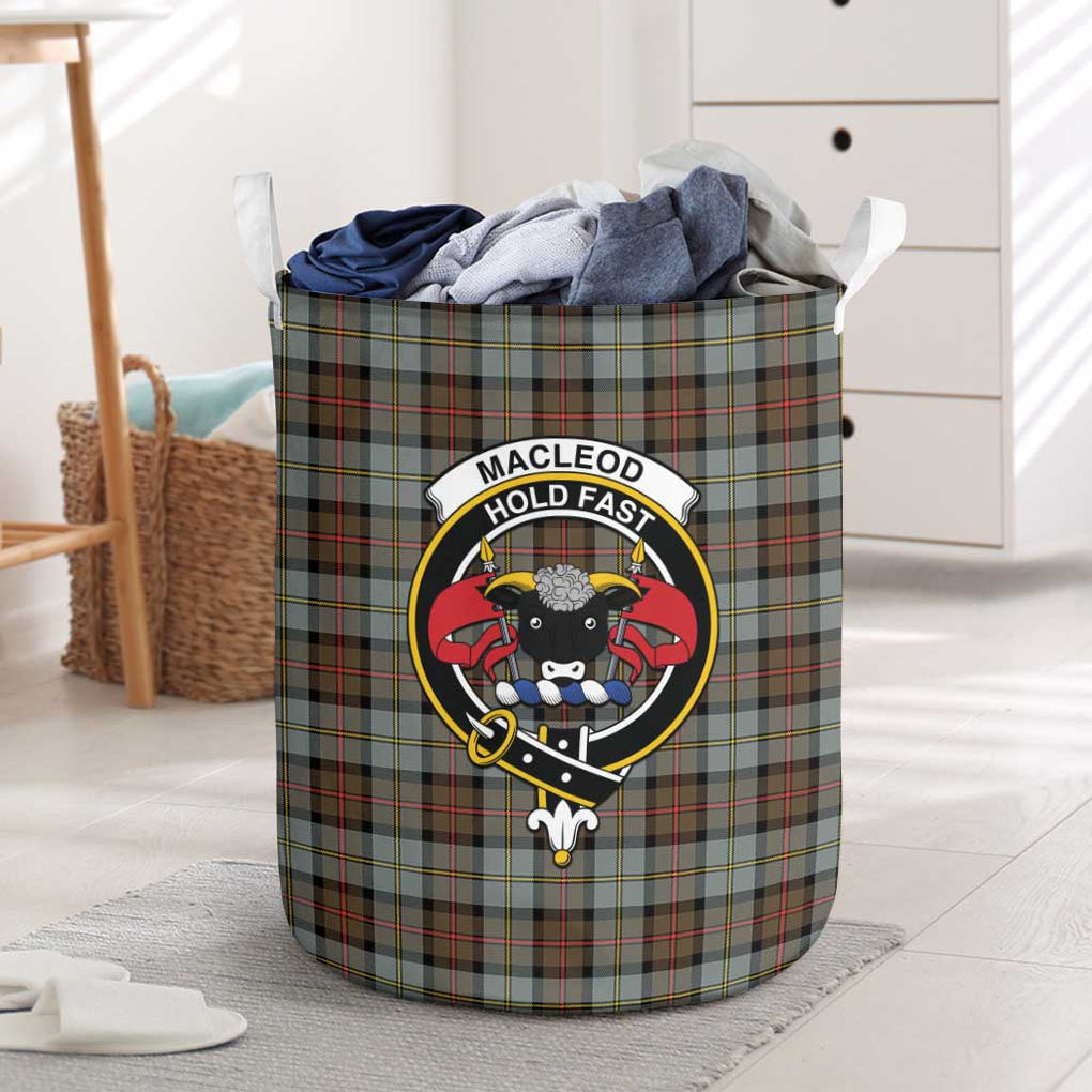 MacLeod of Harris Weathered Tartan Laundry Basket with Family Crest One Size - Tartanvibesclothing Shop