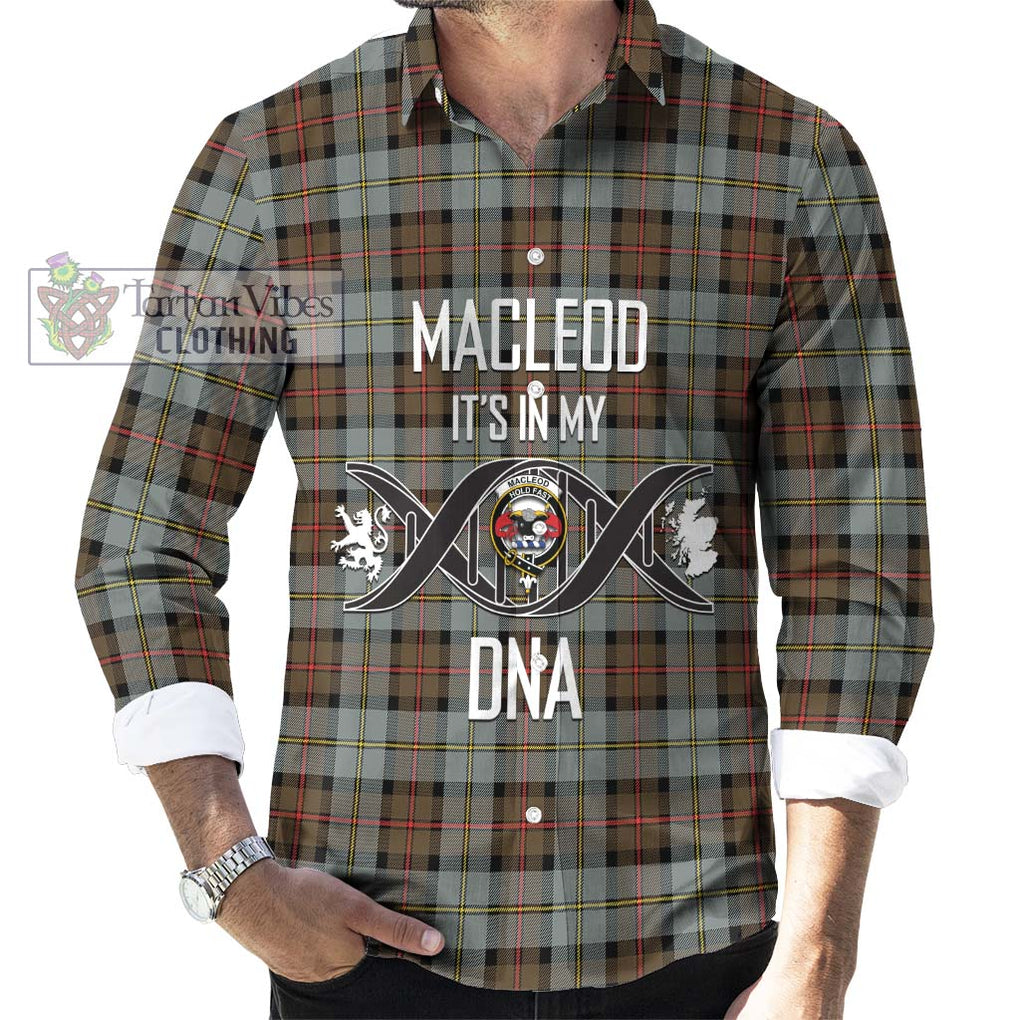 MacLeod of Harris Weathered Tartan Long Sleeve Button Shirt with Family Crest DNA In Me Style Men's Shirt S - Tartanvibesclothing Shop