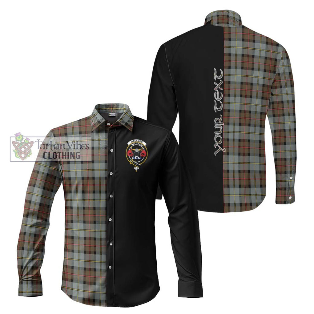 MacLeod of Harris Weathered Tartan Long Sleeve Button Shirt with Family Crest and Half Of Me Style Men's Shirt S - Tartanvibesclothing Shop