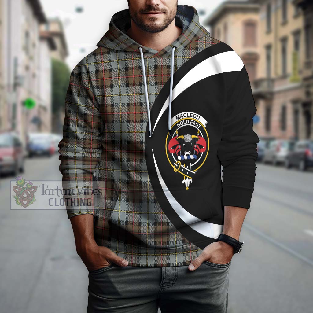 MacLeod of Harris Weathered Tartan Hoodie with Family Crest Circle Style Zip Hoodie - Tartan Vibes Clothing