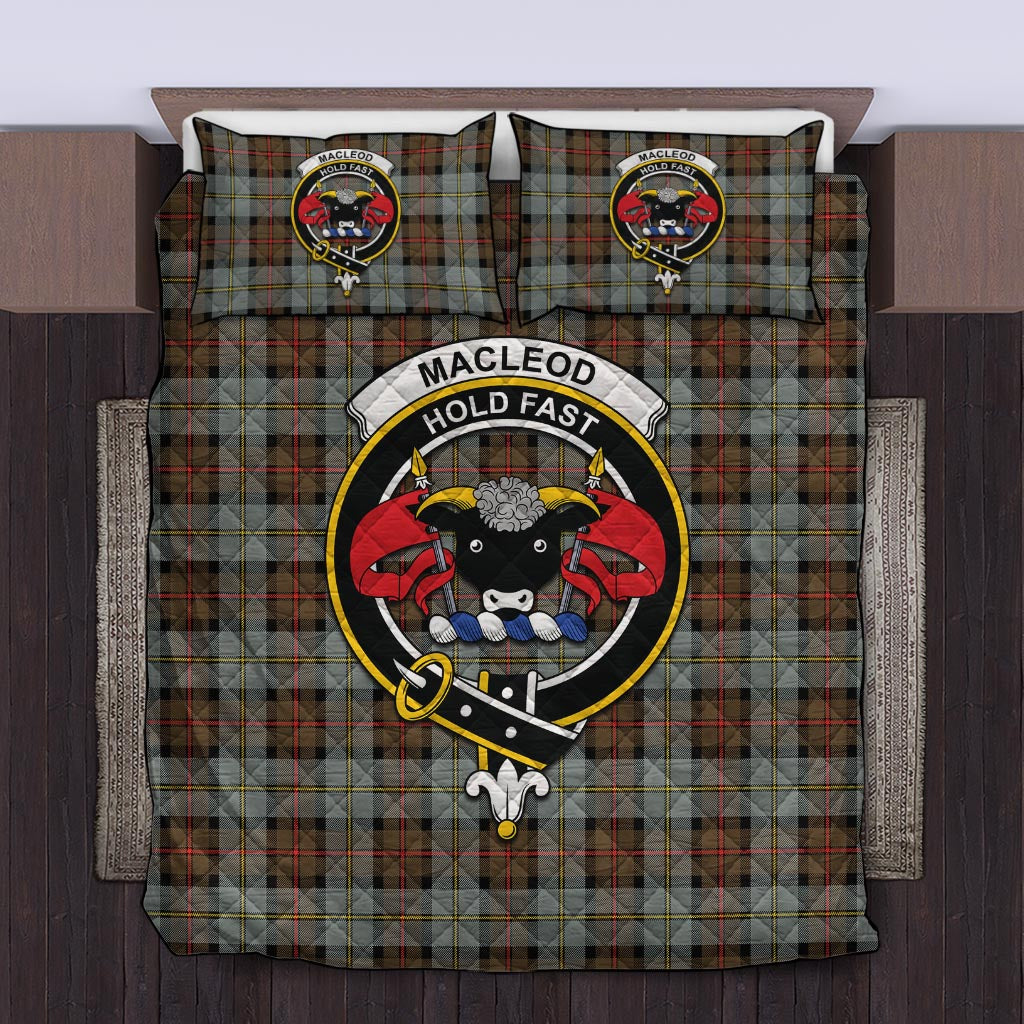 MacLeod of Harris Weathered Tartan Quilt Bed Set with Family Crest Twin - Tartan Vibes Clothing