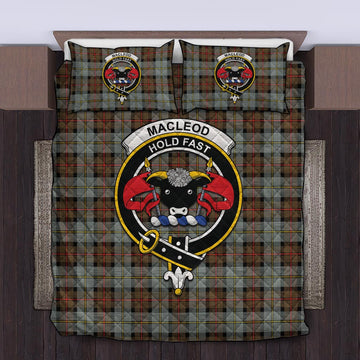 MacLeod of Harris Weathered Tartan Quilt Bed Set with Family Crest