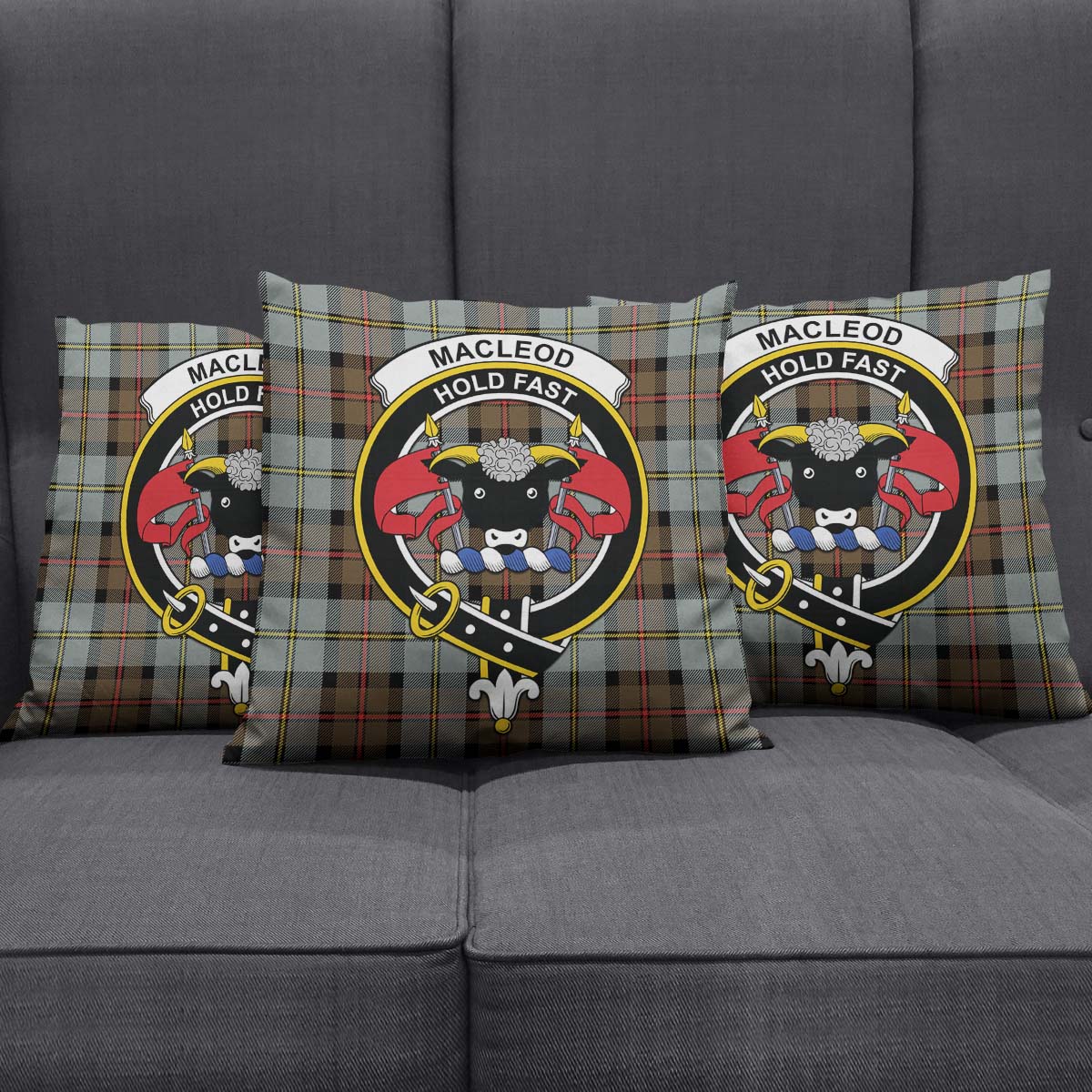 MacLeod of Harris Weathered Tartan Pillow Cover with Family Crest Square Pillow Cover - Tartanvibesclothing