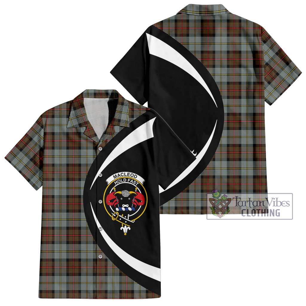 MacLeod of Harris Weathered Tartan Short Sleeve Button Up with Family Crest Circle Style Kid - Tartan Vibes Clothing