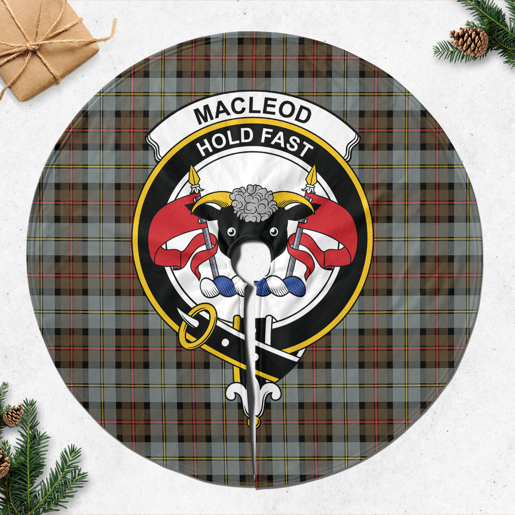 MacLeod of Harris Weathered Tartan Christmas Tree Skirt with Family Crest - Tartanvibesclothing