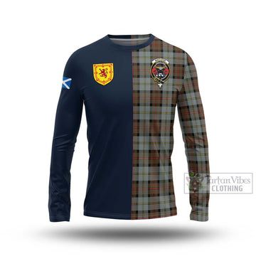 MacLeod of Harris Weathered Tartan Long Sleeve T-Shirt Alba with Scottish Lion Royal Arm Half Style