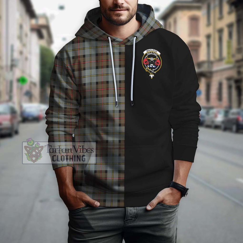 MacLeod of Harris Weathered Tartan Hoodie with Family Crest and Half Of Me Style Zip Hoodie - Tartanvibesclothing Shop