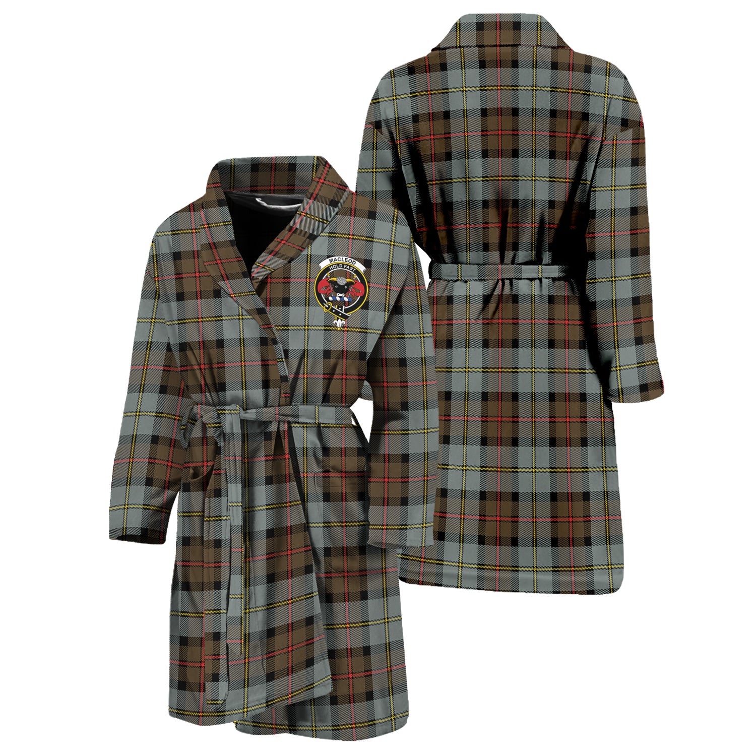 MacLeod of Harris Weathered Tartan Bathrobe with Family Crest Unisex S - Tartan Vibes Clothing