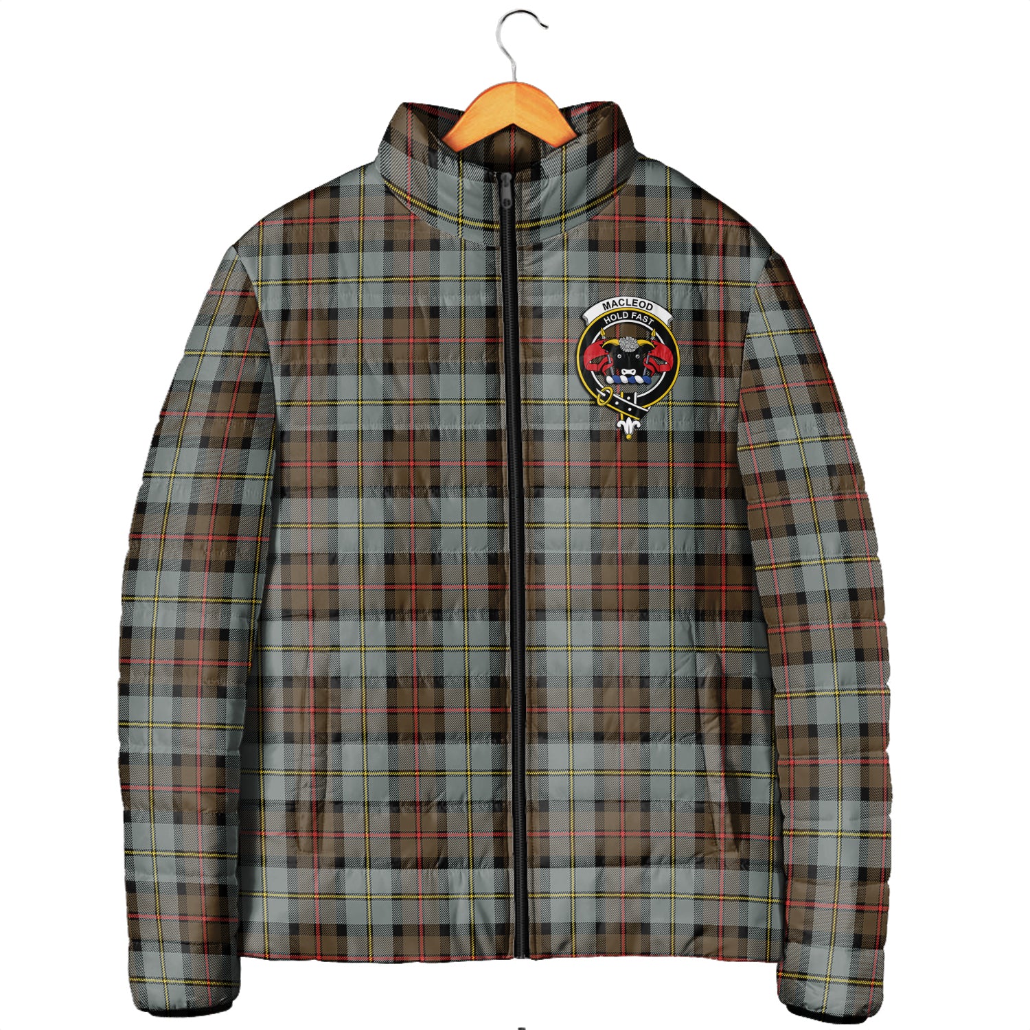 MacLeod of Harris Weathered Tartan Padded Jacket with Family Crest Men's Padded Jacket - Tartan Vibes Clothing