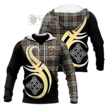 MacLeod of Harris Weathered Tartan Knitted Hoodie with Family Crest and Celtic Symbol Style