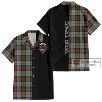 MacLeod of Harris Weathered Tartan Short Sleeve Button Shirt with Family Crest and Half Of Me Style