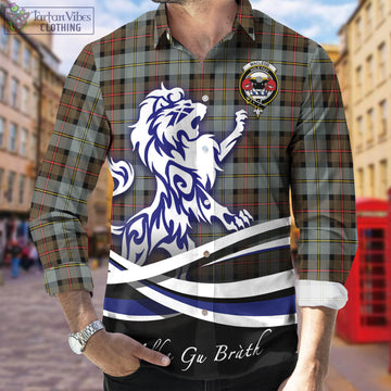 MacLeod of Harris Weathered Tartan Long Sleeve Button Up Shirt with Alba Gu Brath Regal Lion Emblem