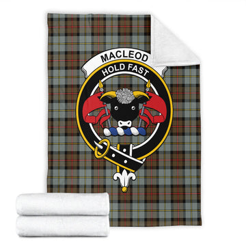 MacLeod of Harris Weathered Tartan Blanket with Family Crest