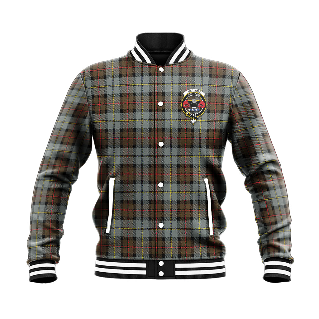 MacLeod of Harris Weathered Tartan Baseball Jacket with Family Crest - Tartan Vibes Clothing