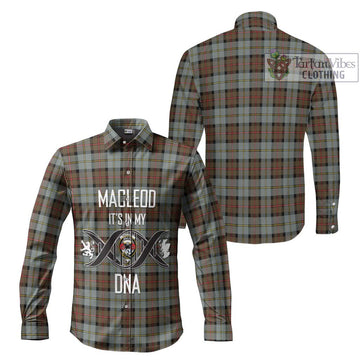 MacLeod of Harris Weathered Tartan Long Sleeve Button Shirt with Family Crest DNA In Me Style