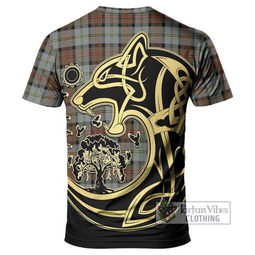 MacLeod of Harris Weathered Tartan T-Shirt with Family Crest Celtic Wolf Style