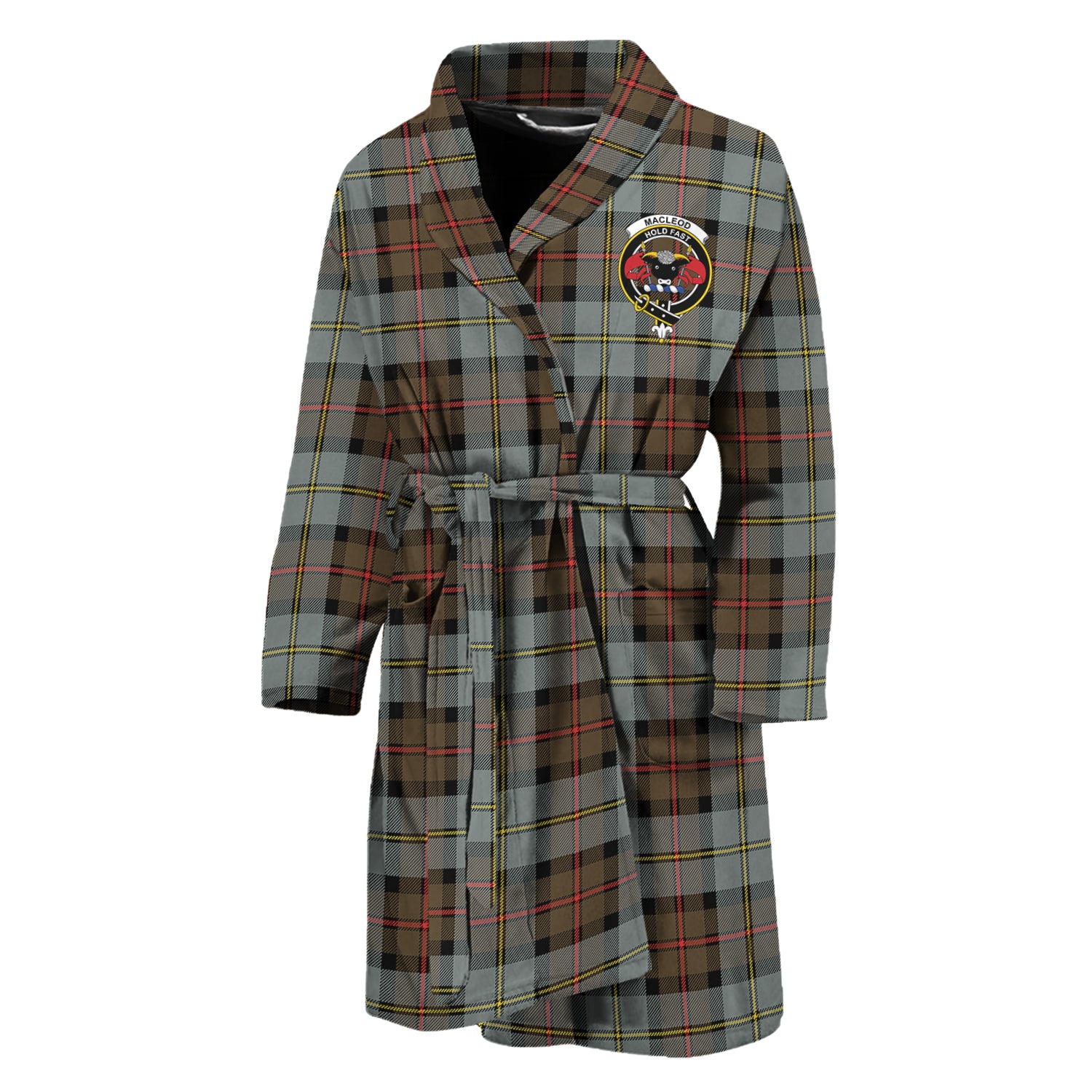 MacLeod of Harris Weathered Tartan Bathrobe with Family Crest Unisex M - Tartan Vibes Clothing