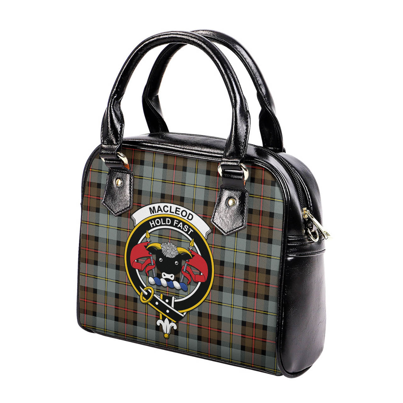 MacLeod of Harris Weathered Tartan Shoulder Handbags with Family Crest - Tartanvibesclothing