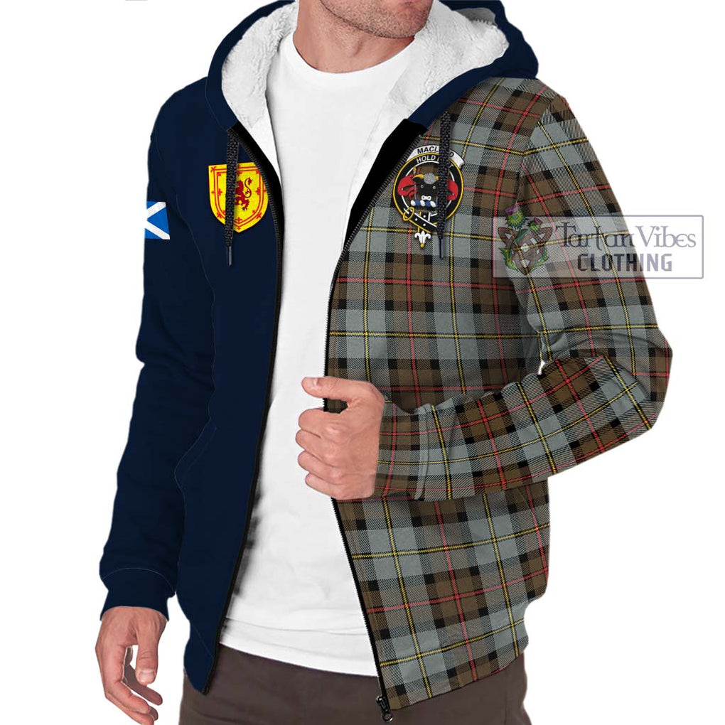 Tartan Vibes Clothing MacLeod of Harris Weathered Tartan Sherpa Hoodie with Scottish Lion Royal Arm Half Style