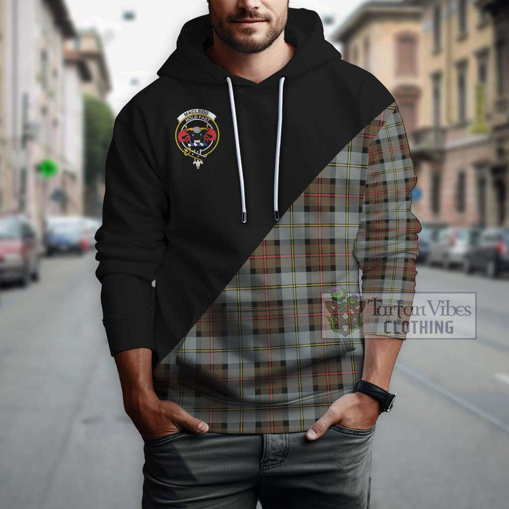 MacLeod of Harris Weathered Tartan Hoodie with Family Crest and Military Logo Style - Tartanvibesclothing Shop