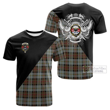 MacLeod of Harris Weathered Tartan Cotton T-shirt with Family Crest and Military Logo Style