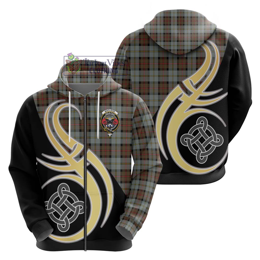 MacLeod of Harris Weathered Tartan Hoodie with Family Crest and Celtic Symbol Style - Tartan Vibes Clothing